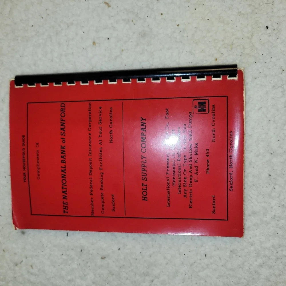 Vintage 1951 Your Household Guide Sanford NC Spiral‎ Cookbook Local Ads Ephemera